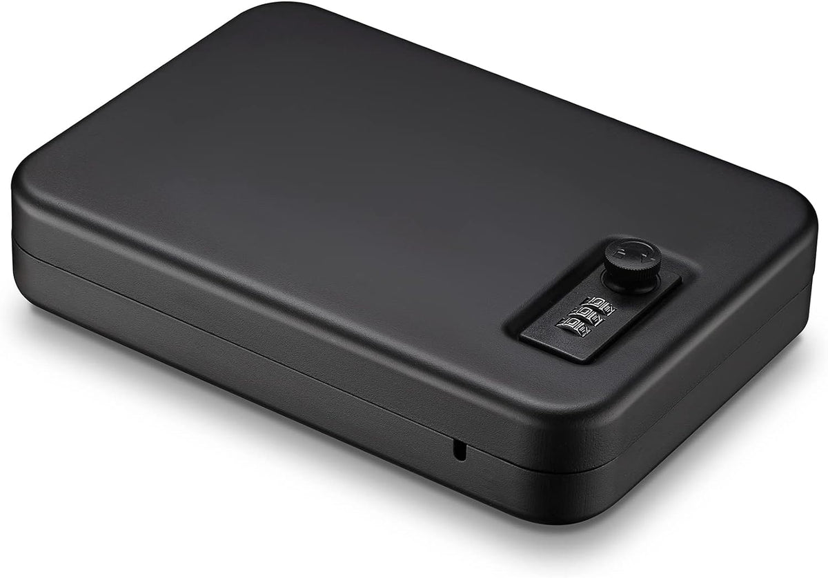 Younion Pistol Safe – Portable Travel Gun Safe, Gun Lock Box, Black