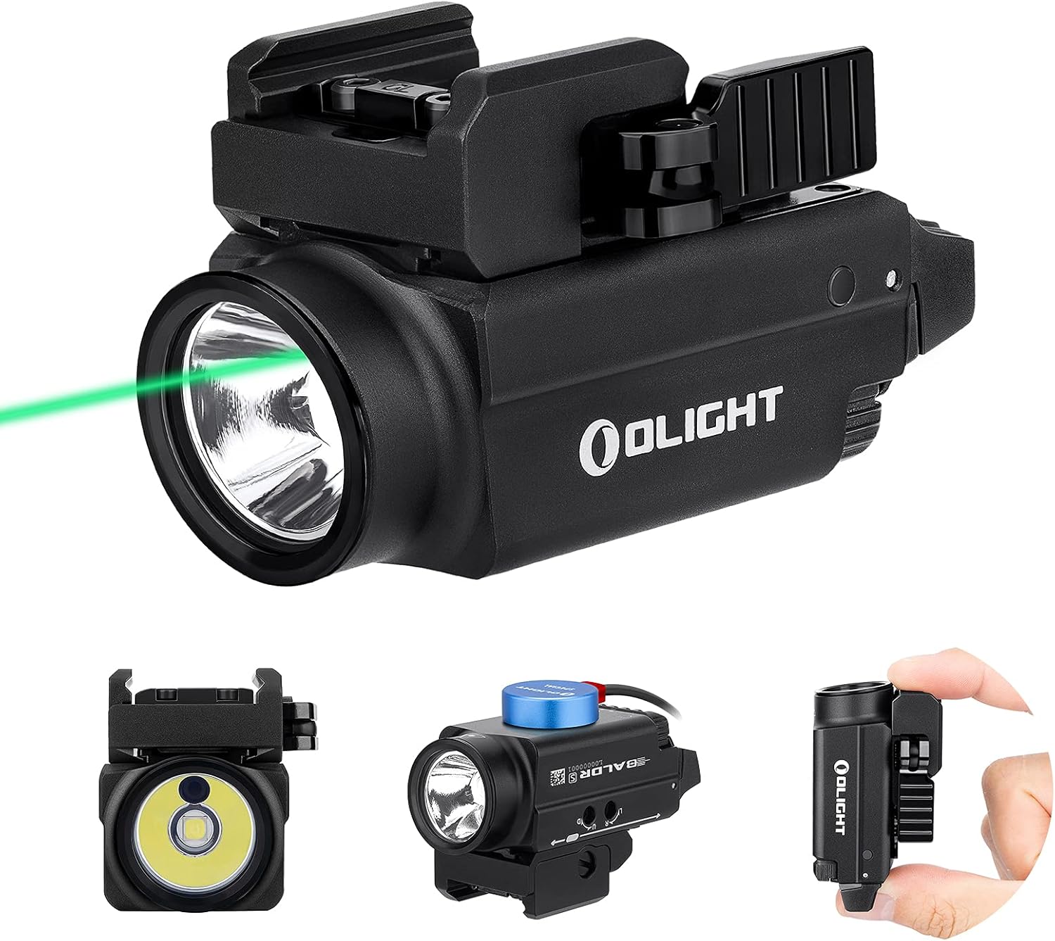 Olight tactical flashlight with accessories on a white background